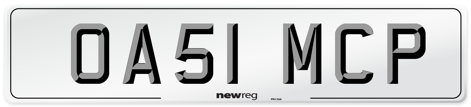 OA51 MCP Number Plate from New Reg